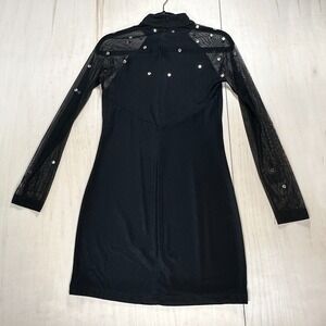 Carabella Vintage Dress Mini Sheer Diamonds Rhinestones  Black Sexy ‎ S Formal